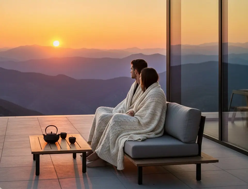 Sunrise view from villa terrace